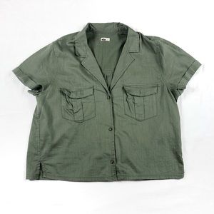 Hollister Square Button Down Crop Top